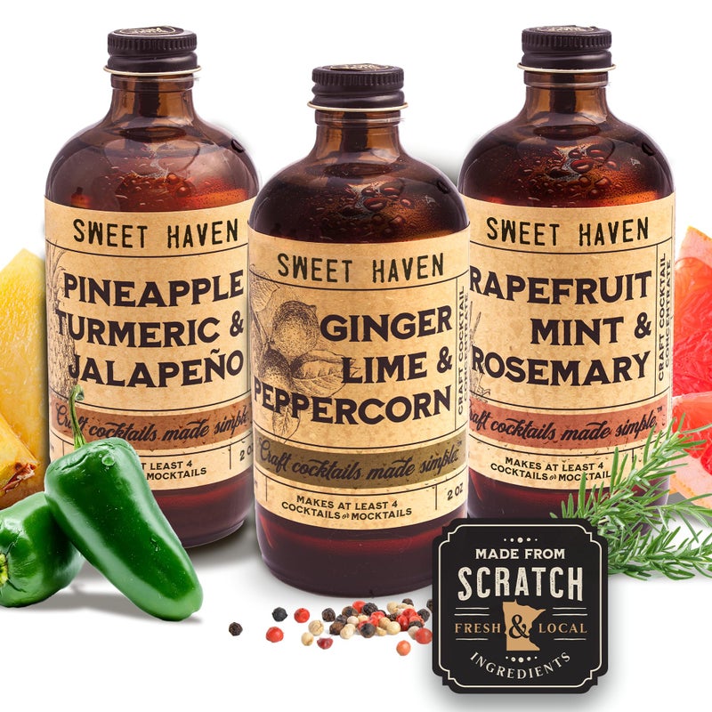 Sweet Haven Tonics Tequila Aficionado Cocktail Mixers 3-Pack Sampler, Handcrafted Mix, All Natural, Fresh Ingredients, Craft Cocktails Made Simple, Zero Preservatives, Mocktail Mixers - Image 1