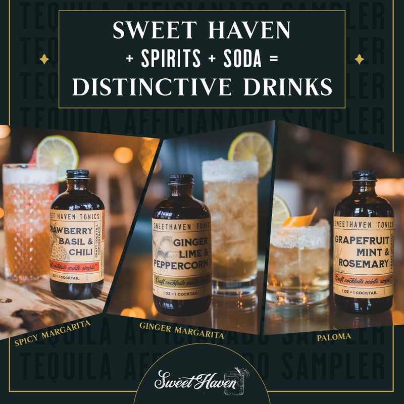 Sweet Haven Tonics Tequila Aficionado Cocktail Mixers 3-Pack Sampler, Handcrafted Mix, All Natural, Fresh Ingredients, Craft Cocktails Made Simple, Zero Preservatives, Mocktail Mixers - Image 3