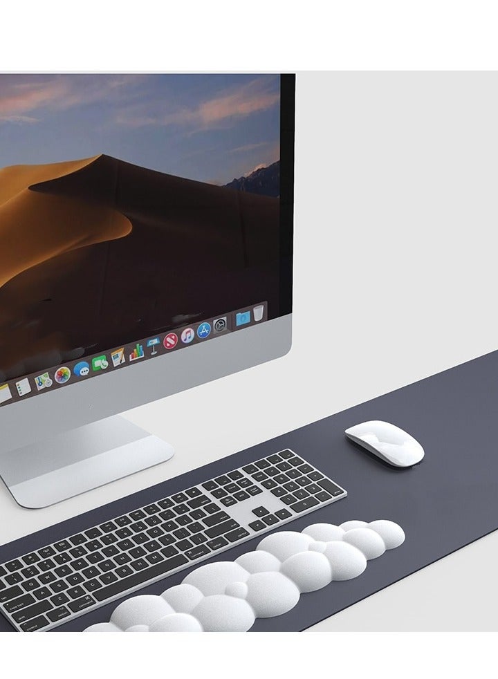 Captaintech Cloud Wrist Pad Keyboard Mouse Wrist Pad Typing Wrist Pad PU Leather Memory Foam Wrist Pad (White) - Image 4