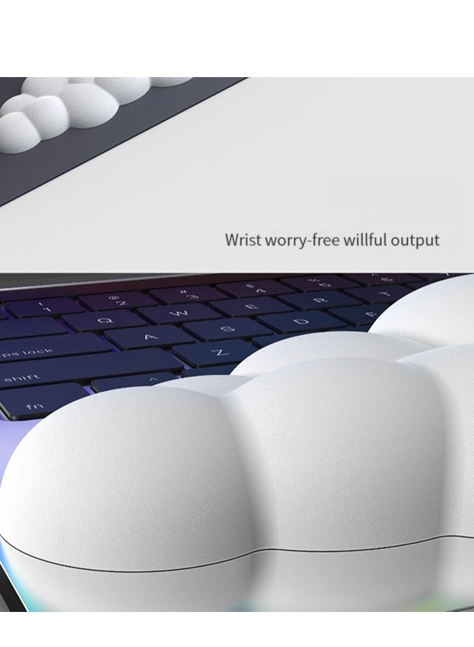 Captaintech Cloud Wrist Pad Keyboard Mouse Wrist Pad Typing Wrist Pad PU Leather Memory Foam Wrist Pad (White) - Image 3