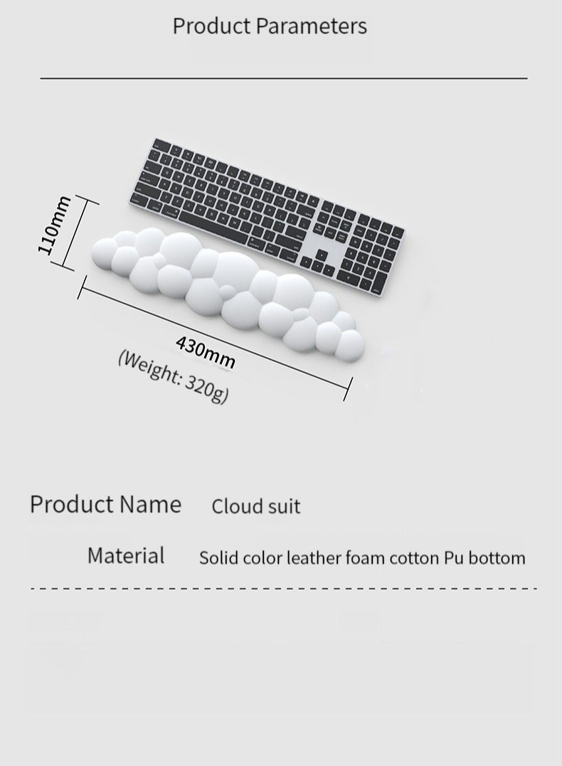 Captaintech Cloud Wrist Pad Keyboard Mouse Wrist Pad Typing Wrist Pad PU Leather Memory Foam Wrist Pad (White) - Image 5