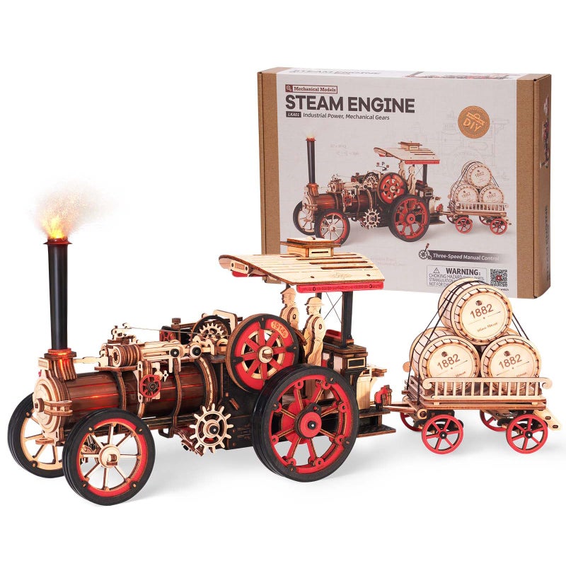 Wowood 3D Wooden Puzzles for Adults, Steam Locomotive Model Cars Kits for Adults, 3D Wood Puzzle Adult, Valentines Day Gift Model Building Kits, Train/Hobbies/Crafts - Image 1