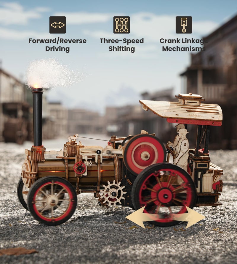 Wowood 3D Wooden Puzzles for Adults, Steam Locomotive Model Cars Kits for Adults, 3D Wood Puzzle Adult, Valentines Day Gift Model Building Kits, Train/Hobbies/Crafts - Image 2