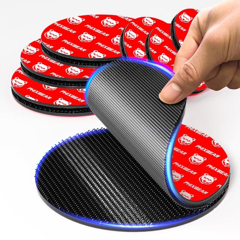 PHIXBEAR Black Hook and Loop Round Strips with Super Adhesive Heavy Duty, Heat Resistant Waterproof, Outdoor or Indoor Use, 16 Sets 1.97 Inch - Image 1