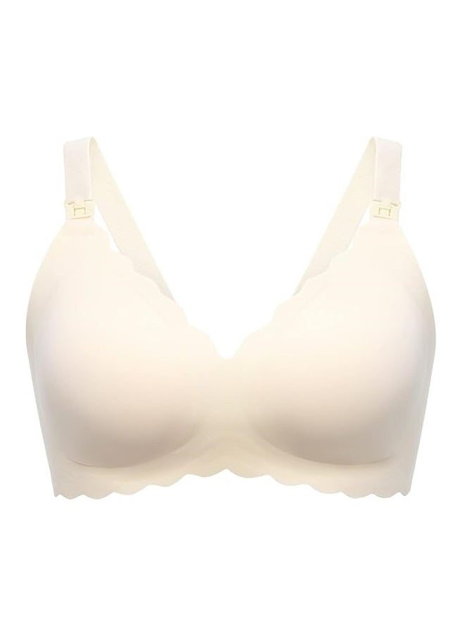 Momcozy Jelly Strip - Seamless Floral Push Up Nursing Bra - YN46 - Cream S  - Image 1