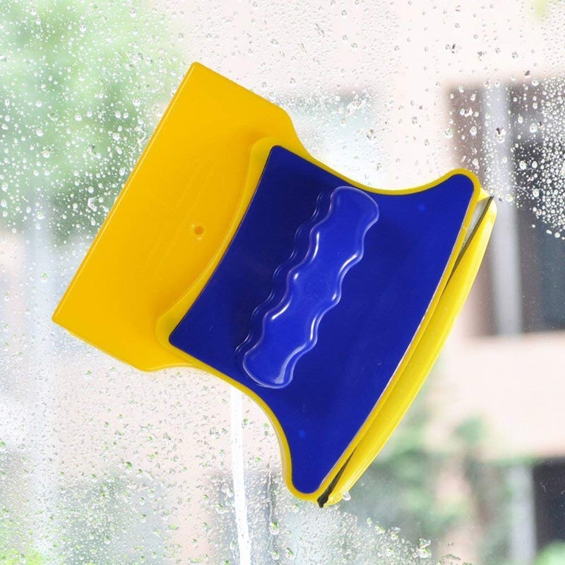 Yosoo Square Shape Double-Side Magnetic Glass Cleaner Wiper with 2 Extra Cotton for Window, Squeegee Washing Kit Equipment Household Cleaner - Image 2