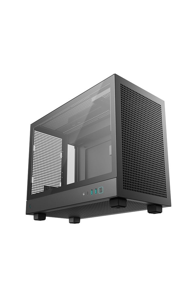 ديب كول حقيبة كمبيوتر محمولة CH160 PLUS صغيرة الحجم، تدعم اللوحات الأم Micro-ATX و Mini-ITX، 4 فتحات توسعة، 1 × 3.5 بوصة + 2 × 2.5 بوصة، مقبض علوي، منفذ USB 3.0 + USB-C الجيل الثاني، تدفق هواء عالي مع ألواح شبكية، دعامة مشعاع (120/240 مم)، لوحة جانبية من الزجاج المقسّى، أسود | R-CH160-BKNGM0-G - Image 2