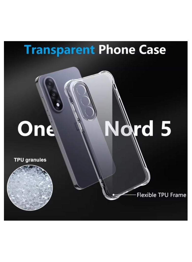 Silicone Phone Case For OnePlus Nord 5 5G Clear Transparent Reinforced Corners TPU Shock-Absorption Flexible Cell Phone Cover - Image 3