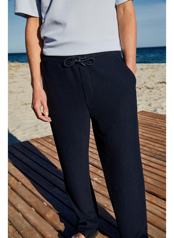 GRIMELANGE ERNO Men's Elastic Waist Side-Pocket Relaxed Navy Sweatpants. - Image 3