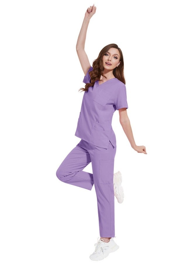 NiaaHinn - 2-Piece Medical Scrubs with Many Pockets for Men & Women - Breathable Cool Stretch Fabric Scrub for Doctor, Nurse and Dentist(Top & Pant Scrubs Set, Blue) - Image 1