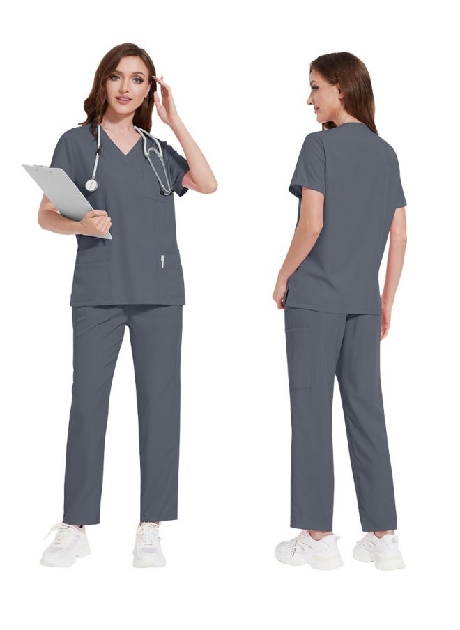 NiaaHinn - 2-Piece Medical Scrubs with Many Pockets for Men & Women - Breathable Cool Stretch Fabric Scrub for Doctor, Nurse and Dentist(Top & Pant Scrubs Set, Blue) - Image 1