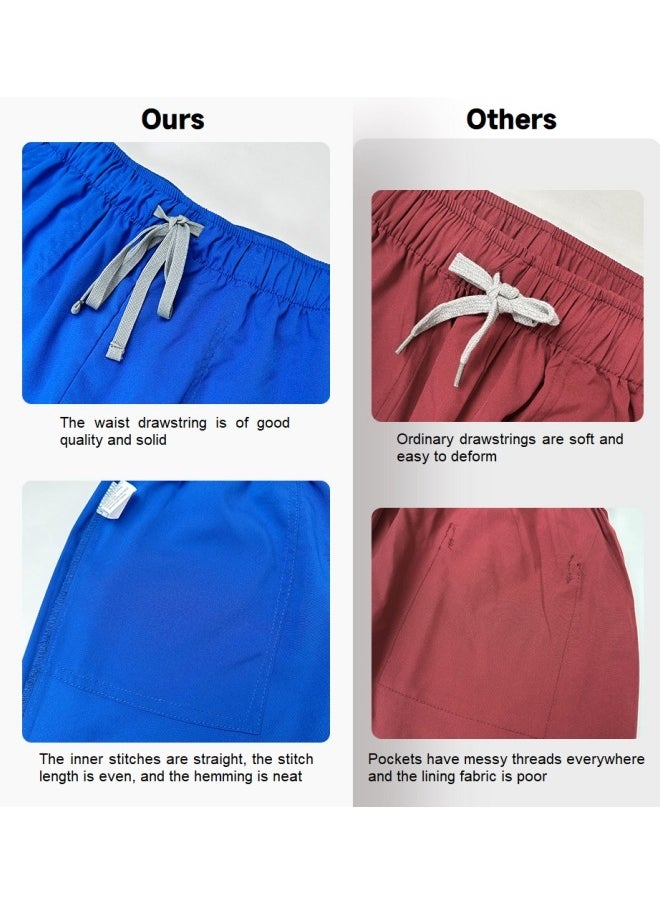 NiaaHinn - 2-Piece Medical Scrubs with Many Pockets for Men & Women - Breathable Cool Stretch Fabric Scrub for Doctor, Nurse and Dentist(Top & Pant Scrubs Set, Blue) - Image 1