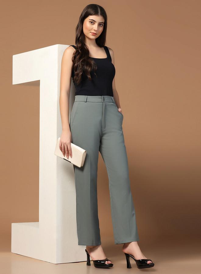 Take Two Dark Green Stretchable Regular Trousers - Image 2