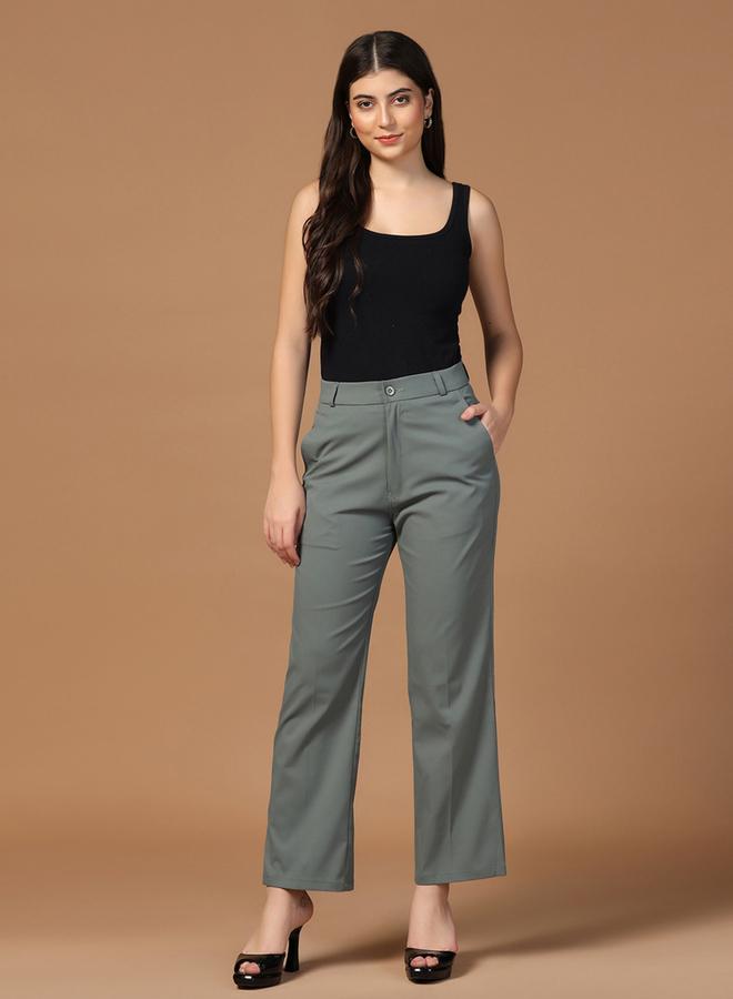Take Two Dark Green Stretchable Regular Trousers - Image 1