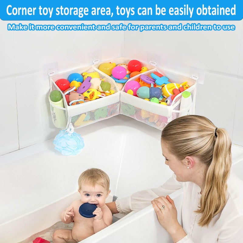 KPH bath toy storageï¼Œ Say goodbye to the chaos of bath toys -3 compartments for bath toy holders keep your bathtub tidy, and bath toy organizers keep children's bath toys organized! - Image 2