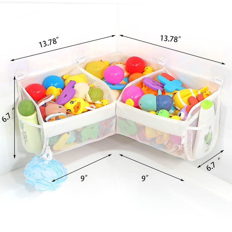 KPH bath toy storageï¼Œ Say goodbye to the chaos of bath toys -3 compartments for bath toy holders keep your bathtub tidy, and bath toy organizers keep children's bath toys organized! - Image 5