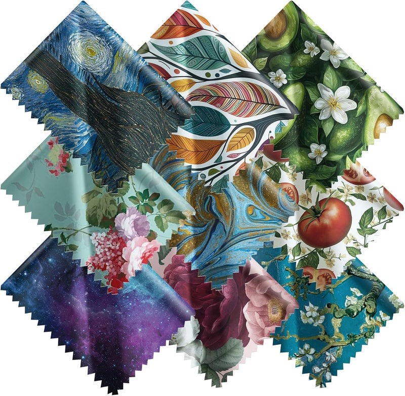 PG6 Pattern Printed Soft Microfiber Cleaning Cloths 9 Pieces for Eyeglasses (Patterns Randomly Sent), Camera Kens, Cell Phones, CD, DVD, Computers, Tablets, Laptops, Telescope, LCD Screens - Image 1