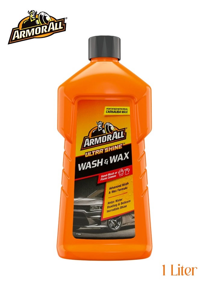ARMOR ALL Armor All Ultra Shine Wash & Wax Car Shampoo 1L – Fortified with Real Carnauba Wax – Advanced Cleaning & Wax Formula – High Foaming Action – Enhances Shine & Water Beading – For All Paint Finishes  - Image 1