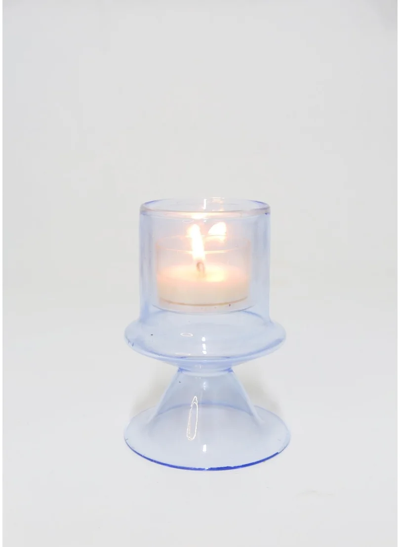 Missi Standing Blue Glass Candle Holder and Tealight Set