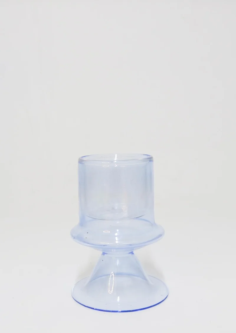 ميسي Standing Blue Glass Candle Holder and Tealight Set