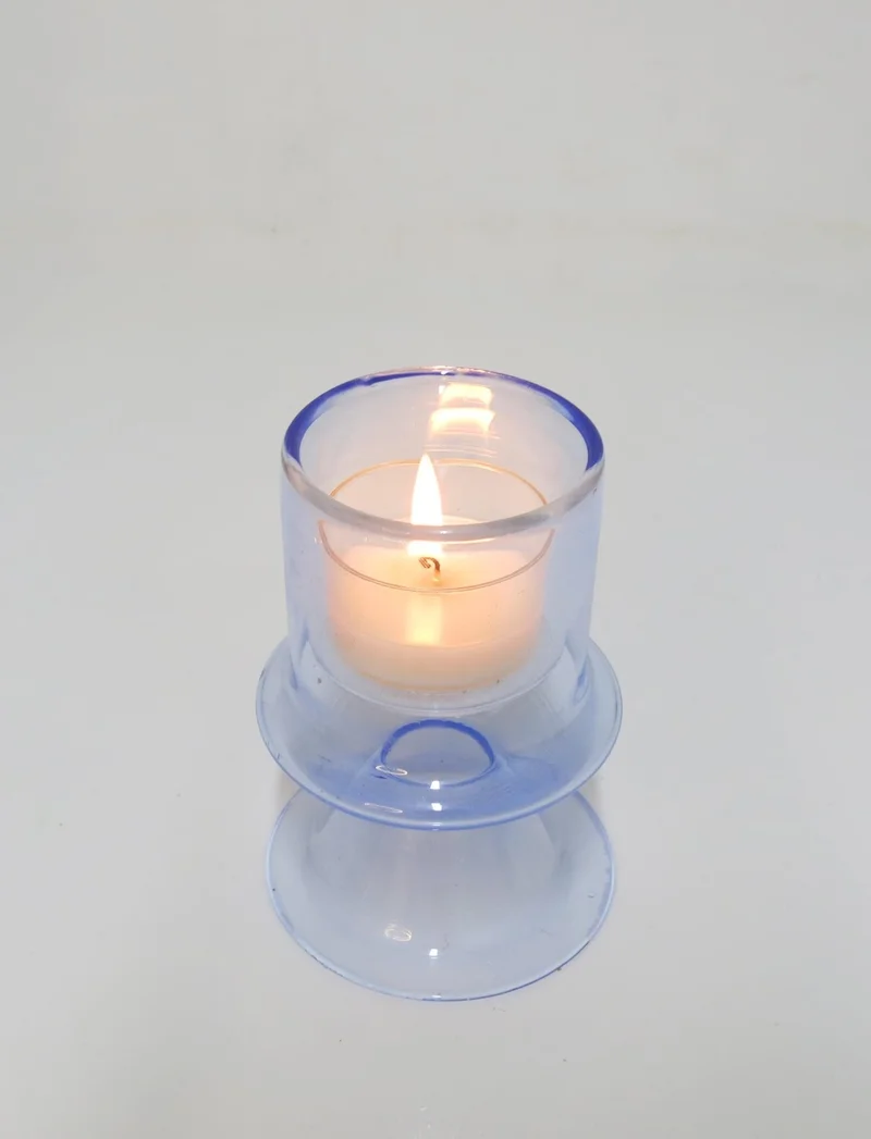 ميسي Standing Blue Glass Candle Holder and Tealight Set