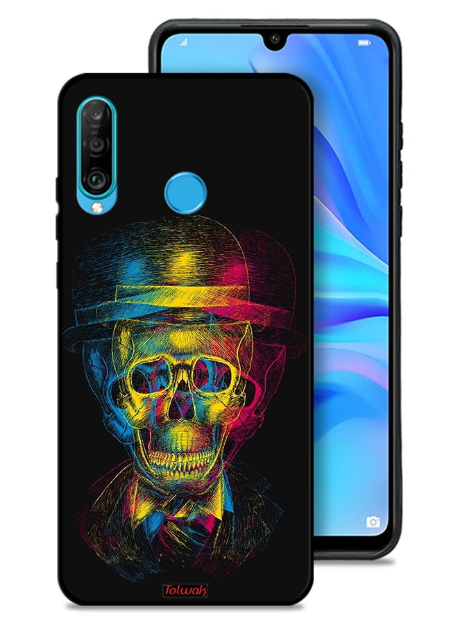 Tolwak Huawei P30 lite Protective Case Cover Skull Colorful Hat Fantasy Art - Image 1
