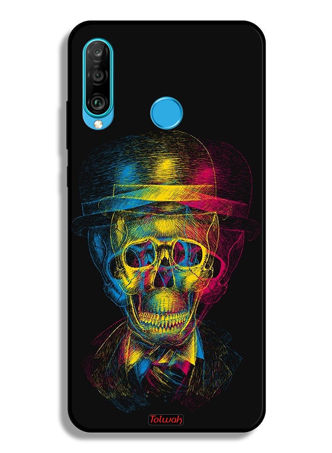Tolwak Huawei P30 lite Protective Case Cover Skull Colorful Hat Fantasy Art - Image 2