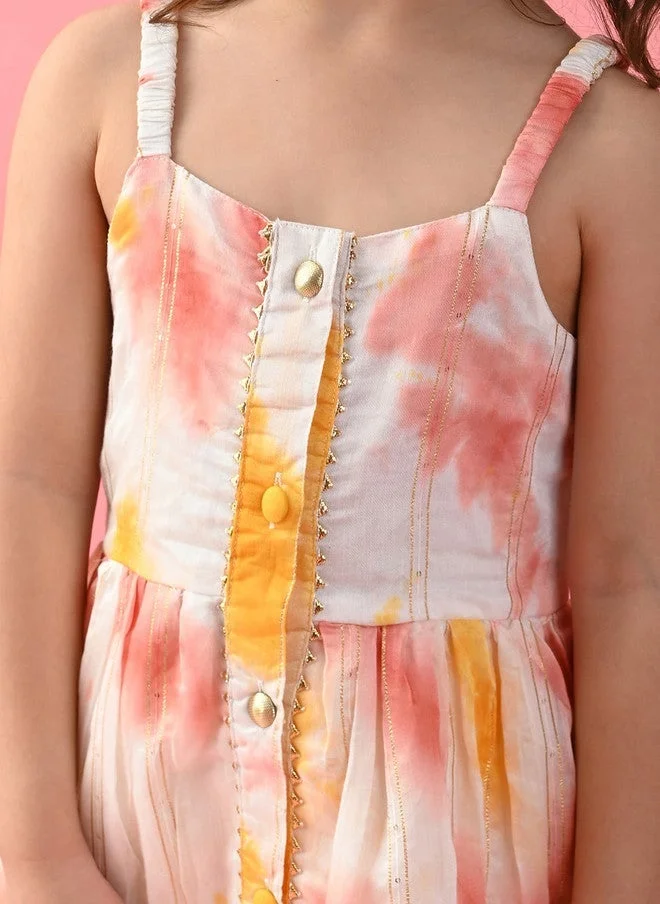 Saka Designs Dyed A-Line Kurta With Dhoti Pants For Girls