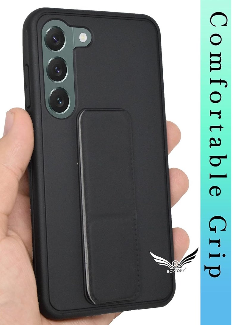 ELTRAZONE Galaxy S23 Plus Case – Black Premium Silicone with Magnetic Stand, Hand Strap Grip, Car Mount, and Finger Grip Kickstand Cover - Image 3