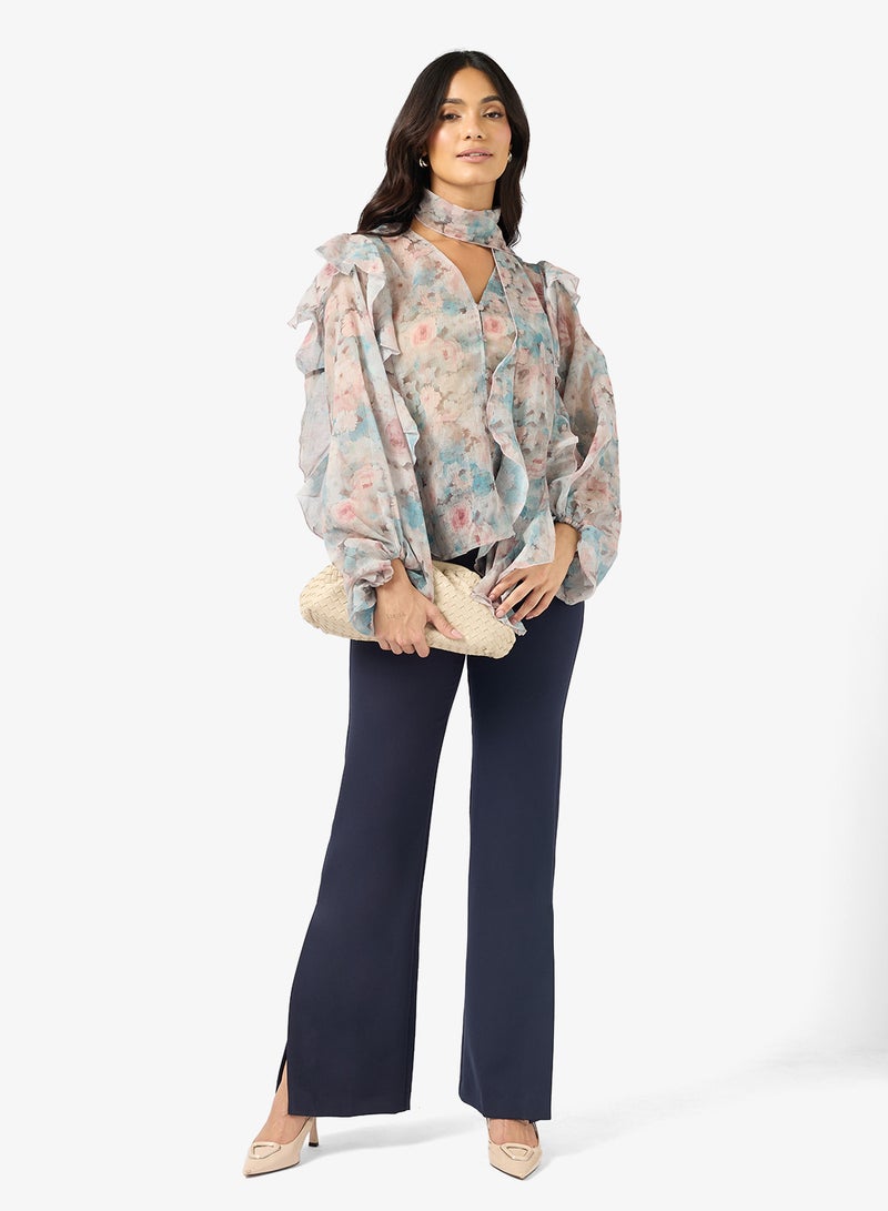 VERO MODA SABRINA Long sleeve SCARF FLOUNCE TOP - Image 4