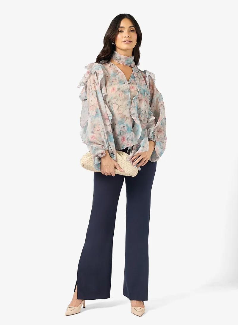 Vero Moda  SABRINA Long sleeve SCARF FLOUNCE TOP for Women | Best Price UAE