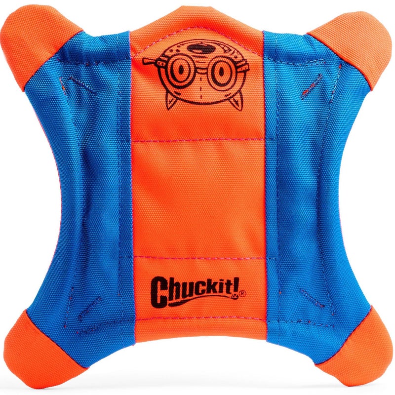 Chuckit Flying Squirrel Fetch Dog Toy Water Floating Flyer Soft and Durable Polyester Canvas Construction For Small Dogs Size Small 825inch Diameter Pack of 1 Orange and Blue - Image 2