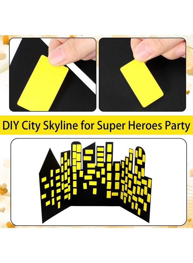 Geyee City Skyline Backdrops Hero Backdrop With 2 Pcs Yellow Stickers Diy Hero Background For Kid Backdrop City Skyline Buildings Photography Background Hero Birthday Party Decor Supplies Baby Shower - Image 3