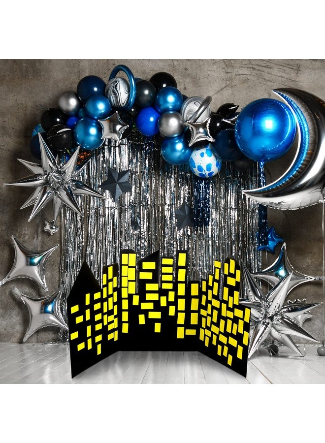 Geyee City Skyline Backdrops Hero Backdrop With 2 Pcs Yellow Stickers Diy Hero Background For Kid Backdrop City Skyline Buildings Photography Background Hero Birthday Party Decor Supplies Baby Shower - Image 5