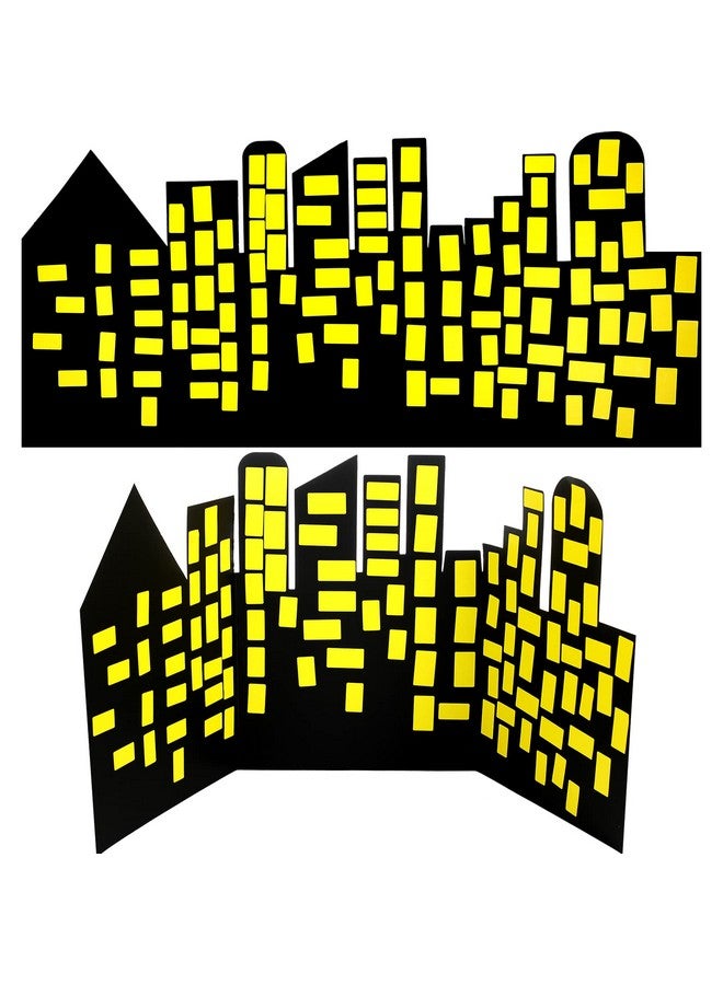 Geyee City Skyline Backdrops Hero Backdrop With 2 Pcs Yellow Stickers Diy Hero Background For Kid Backdrop City Skyline Buildings Photography Background Hero Birthday Party Decor Supplies Baby Shower - Image 1