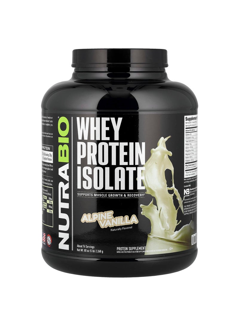 NutraBio Whey Protein Isolate, Alpine Vanilla, 5 lb (2,268 g)