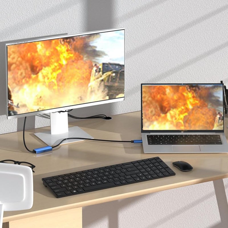 اسيكسيكس بطاقة تقاط فيديو Asixxsix USB3.0، تدعم تسجيل فيديو بدقة 4K بمعدل 30 إطارًا في الثانية أو 1080p بمعدل 60 إطارًا في الثانية، مزودة بمنفذ شحن سريع بقدرة 100 واط وجهاز تقاط صوت قابل للتشغيل التلقائي، مناسبة للبث المباشر والألعاب - Image 5