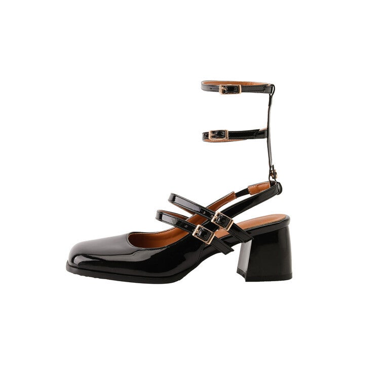 Square Toe Buckle Back Empty Plus Size Women'S Shoes Plus Size 034-9 - Image 3