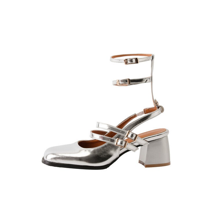 Square Toe Buckle Back Empty Plus Size Women'S Shoes Plus Size 034-9 - Image 1
