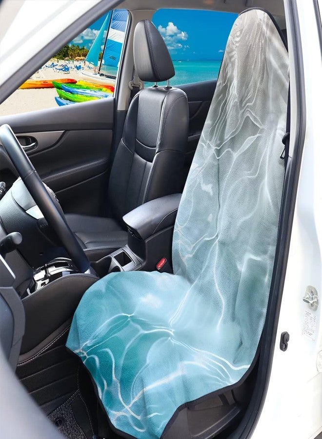 JOAIFO Waterproof Sweat Towel Car Seat Cover Universal Anti-Slip Automotive Seat Covers for Post Gym Workout, Running, Swimming, Beach and Hiking, Seawater - Image 2