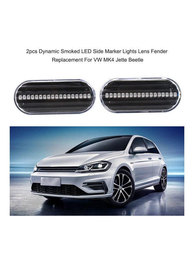 NIBEMINENT - 2-Piece Dynamic Smoked LED Side Marker Lights Lens Fender Replacement For VW MK4 Jette Beetle - Image 1