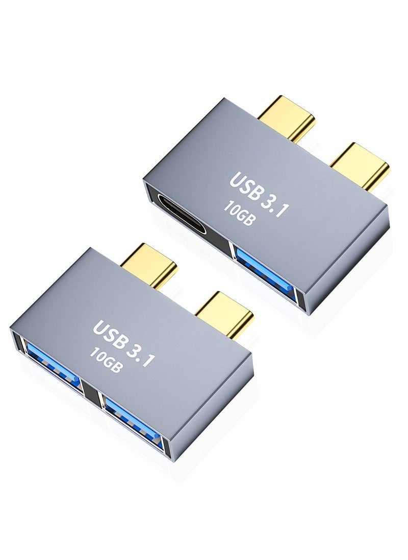 SYOSI - SYOSI 2 Pcs USB C Adapters, 10Gbps Multiport USB C Splitter for MacBook, Type C to USB C and USB A Extender, Type C to Dual USB 3.1 Hub Compatible with MacBook Pro/Air, Support PD 100W - Image 1