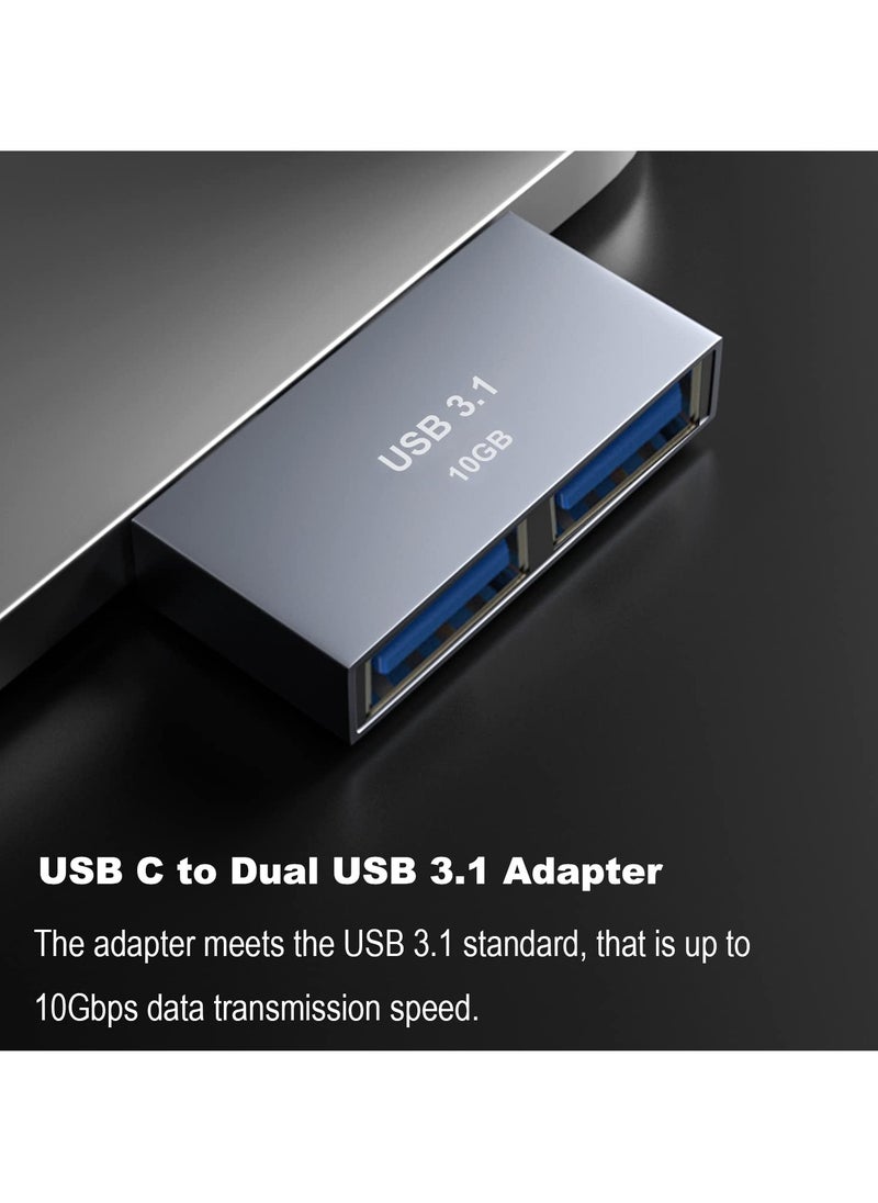SYOSI - SYOSI 2 Pcs USB C Adapters, 10Gbps Multiport USB C Splitter for MacBook, Type C to USB C and USB A Extender, Type C to Dual USB 3.1 Hub Compatible with MacBook Pro/Air, Support PD 100W - Image 1