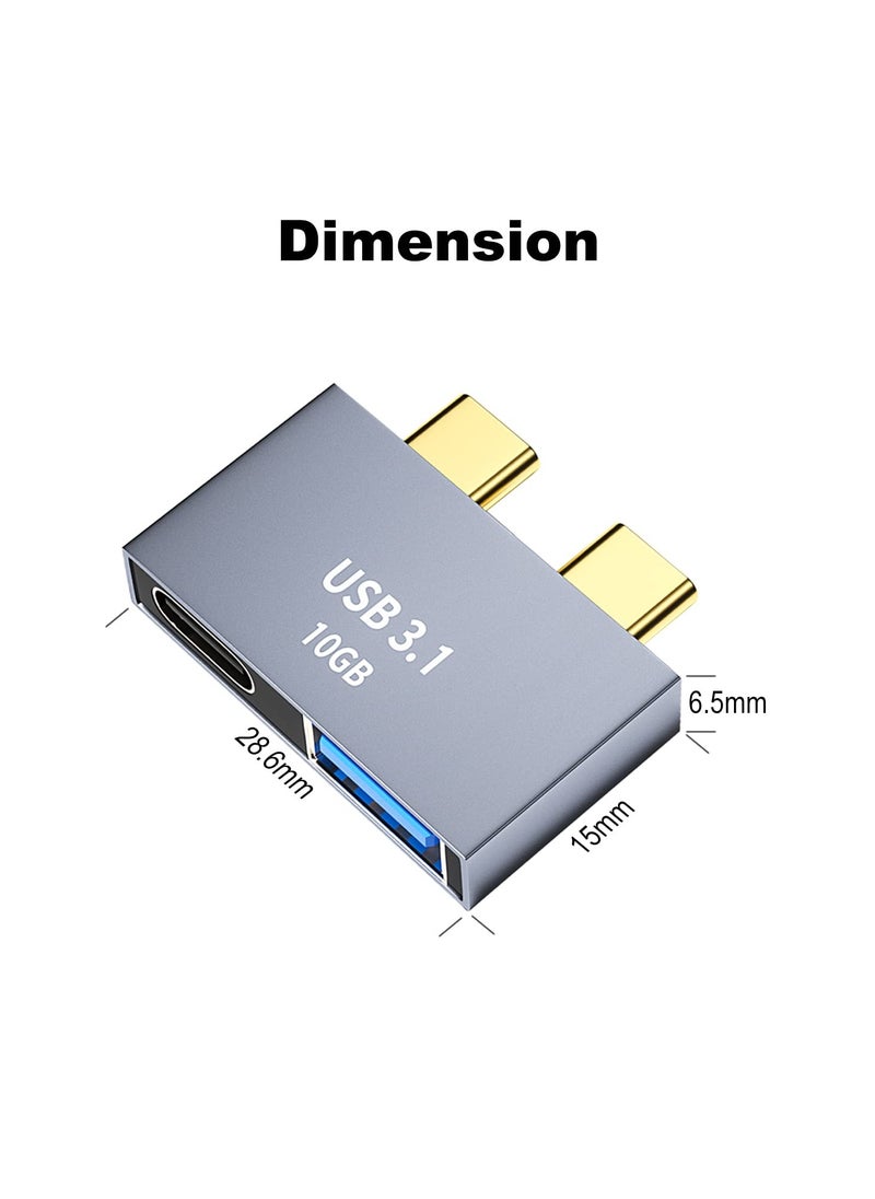 SYOSI - SYOSI 2 Pcs USB C Adapters, 10Gbps Multiport USB C Splitter for MacBook, Type C to USB C and USB A Extender, Type C to Dual USB 3.1 Hub Compatible with MacBook Pro/Air, Support PD 100W - Image 1