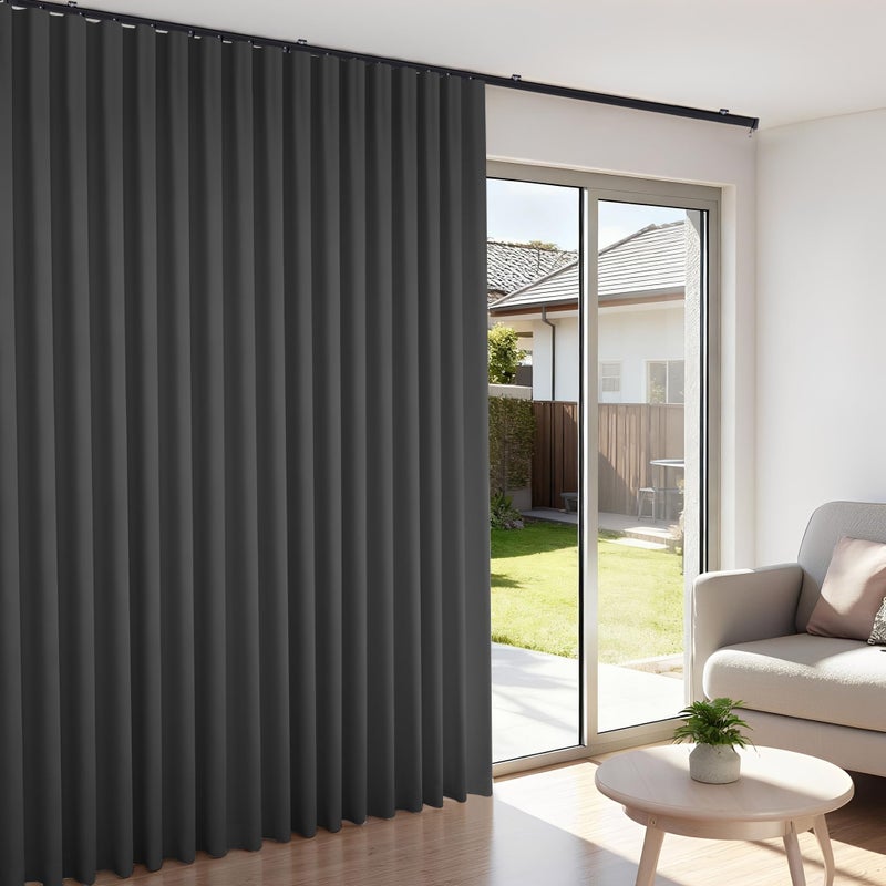 Doeiez Room Divider Blackout Curtains Flexible Sliding Tracks Sets Ceiling Mounted Rod Window Curtain Privacy Separation for Bedroom Living Rooms,1 Panel Black Drape and Black Track Set-W72xH84 in - Image 2