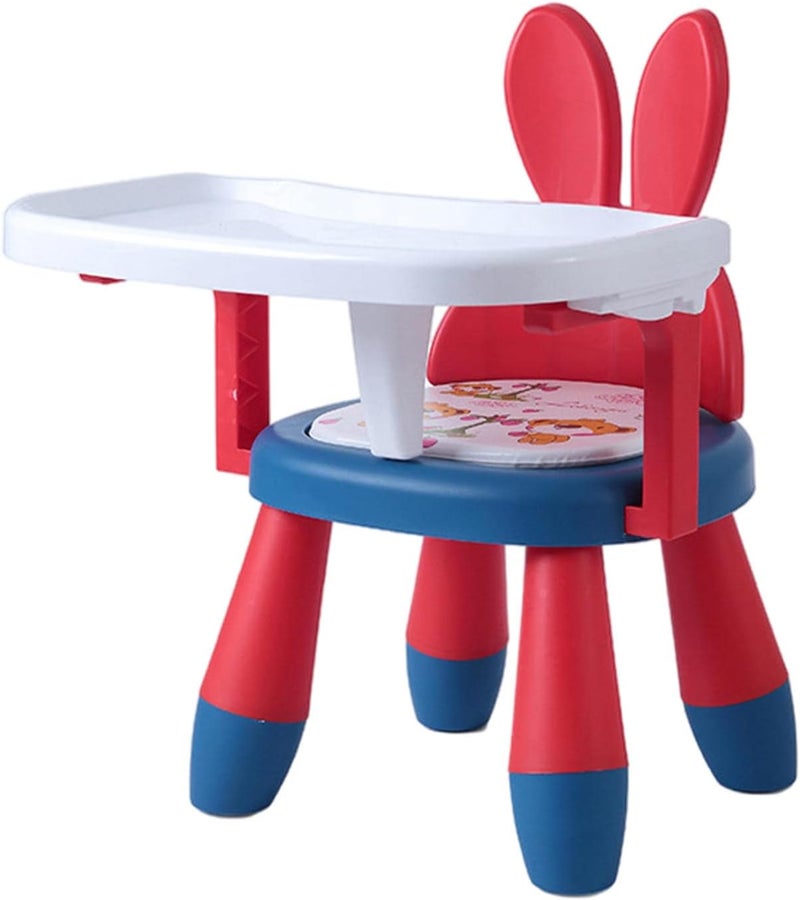كلاراكو كرسي طعام للأطفال مصنوع من بلاستيك البولي بروبيلين، مزود بخاصية إصدار صوت، مناسب للأطفال من عمر 6 أشهر إلى 3 سنوات، متوفر بألوان وأشكال أرنب أحمر وأزرق - Image 1