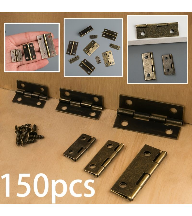Antique Bronze 150 Pcs Door Hinge 6 Point Bronze Hinges With 2x8 Screws Folding Butt Hinge For Door Box Cover Wooden Box Hardware Device - Image 1