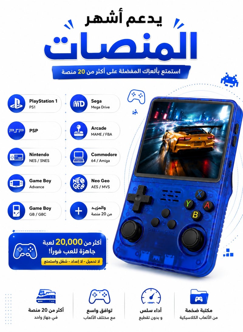 R36S Handheld Retro Game Console - Open Source Linux System, 3.5 Inch IPS HD Screen, 64GB TF Card with 20,000+ Games, 3500mAh Battery, Supports PSP/PS1/N64/NDS & Multiple Emulators - Color Sent Randomly - Image 5