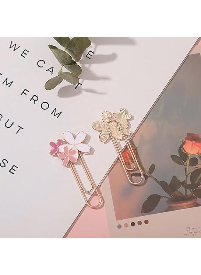 4 PCS Pink Flower Bookmarks, Paper Clip Bookmarks Metal Bookmark Set Kids and Girls Book Marker Decorative Floral Bookmarks Student Stationery Supplies for Reader, Book Lovers, Writers - Image 4