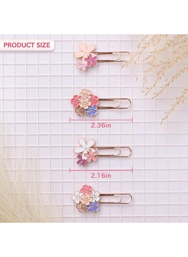 4 PCS Pink Flower Bookmarks, Paper Clip Bookmarks Metal Bookmark Set Kids and Girls Book Marker Decorative Floral Bookmarks Student Stationery Supplies for Reader, Book Lovers, Writers - Image 5